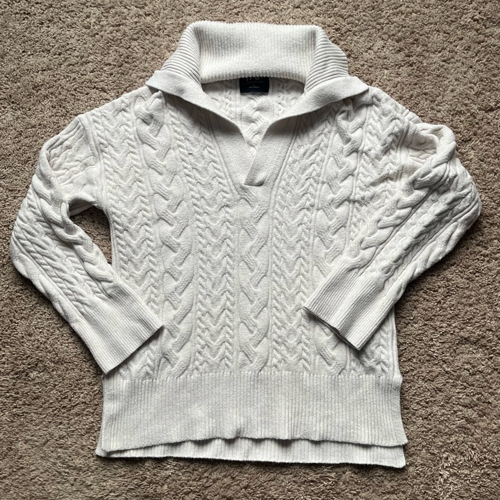 Abercrombie Women's YPB Active Johnny Collar Sweater in Cream, Size Small